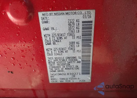 2016 Nissan Rogue Sv из США, поврежденный, VIN 5N1AT2MV2GC830271